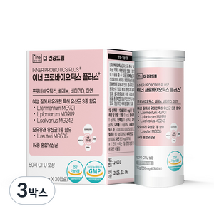더건강드림 질 유래 유산균 특허 3종 이너프로바이오틱스 플러스, 30정, 3박스