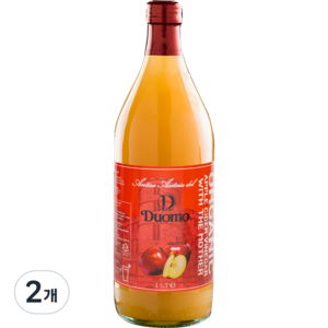 두오모 DUOMO 천연발효 유기농 사과식초 애플사이다비니거 애사비 저속노화, 1L, 2개