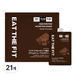 델리스푼 단백질 쉐이크 잇더핏 더블초코맛, 40g, 21개