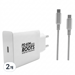 루츠 65W Gan PD PPS C타입 국내생산 초고속 충전기 + C to C 100W 5A E Marker 1.5M 케이블포함