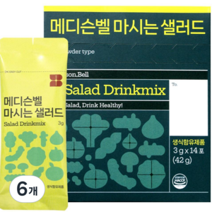 [TV속 그제품] 메디슨벨 마시는 샐러드 구기동프렌즈 이다희 동결건조 하루야채 채소분말 야채톡 한포샐러드 그린스틱 디톡스 쥬스 야채 클렌즈 주스, 42g, 6박스