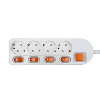 번개표 절전형 개별스위치 멀티탭 4구, 1.5m, 화이트, 1개