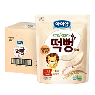 아이얌 유기농 쌀과자 떡뻥, 백미맛, 30g, 6개