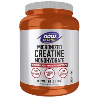 NOW Foods 微粉化肌酸一水合物粉, 1個, 1kg