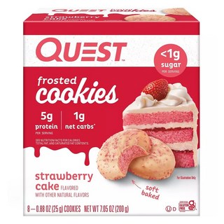 Quest 草莓蛋糕風味糖霜餅乾 8包入, 1盒, 200g