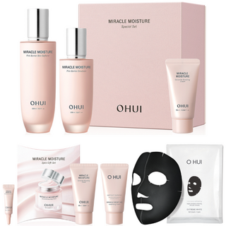 오휘 미라클 모이스처 핑크 베리어 스킨 150ml + 에멀전 100ml + 크림 25ml, 1세트 (+오휘 3종+마스크 증정)