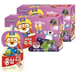 팔도 뽀로로 홍삼쏙쏙 포도블루베리맛, 100ml, 20개
