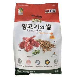 도그랑 어덜트 훼미리 건식사료, 양, 2kg, 1개