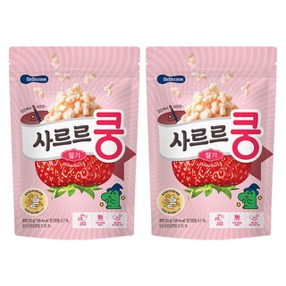 베베쿡 유아용 사르르쿵 과자, 딸기맛, 23g, 2개