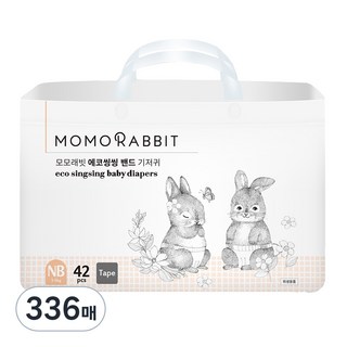 모모래빗 에코씽씽 밴드형 기저귀 신생아용 4팩, 336매, 신생아용(NB)