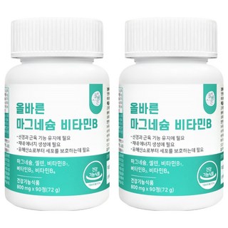 올바른건강식품 마그네슘 비타민B 72g, 90정, 2박스