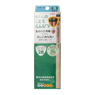 KUMON 三角鉛筆 2B, 6本入, 日本製, 適合2-6歲兒童, 6支