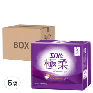 五月花 極柔 頂級抽取衛生紙 2層 110張, 12包, 6袋