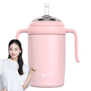 주니 스테인레스 빨대컵 330ml, 핑크, 1개
