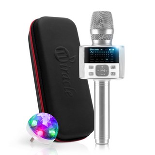 미라클엠 블루투스 마이크 화이트 + 파우치 + 미러볼 세트, Miracle M100 무선마이크