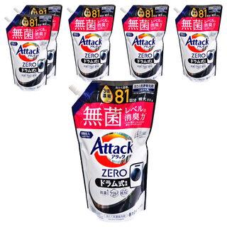 Attack 一匙靈 zero 洗衣精 滾筒式, 專業洗衣分解頑固髒污, 全方位清潔新選擇, 特大810g, ZERO洗淨技術, 810g, 6個