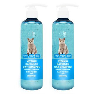 펫어스 비타민 캡슐 고양이 샴푸 베이비파우더향, 300ml, 2개