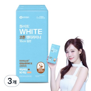 화이트 코튼 팬티라이너, 일반, 90개입, 3개
