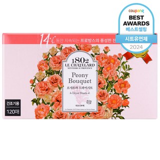 르샤트라1802 건조기용 드라이 시트 섬유유연제 피오니부케 본품, 120개입, 1개