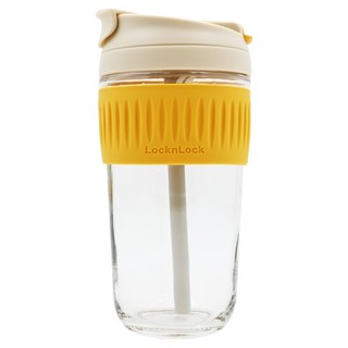 LocknLock 樂扣樂扣 北歐風兩用耐熱玻璃隨行杯, 黃色, 500ml, 1個