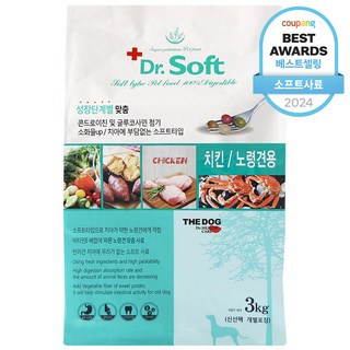 더독 노령견용 닥터 소프트 사료, 닭, 3kg, 1개