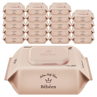 Bebeen 오리지널 플러스 아기물티슈 캡형, 55g, 100개입, 20개