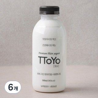 또요 또먹는 플레인 요거트, 500ml, 1개입, 6개