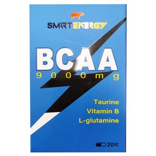 RED COW 紅牛 SMART ENERGY聰勁 BCAA 9000mg 即溶膠囊 左旋麩醯胺酸 牛磺酸 維他命B 增進運動表現, 20顆, 500mg, 1盒