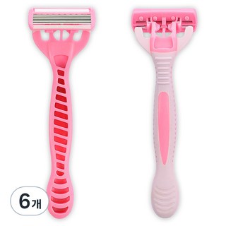 바코젤 6중날 페이스 바디 면도기 핑크, 2개입, 6개