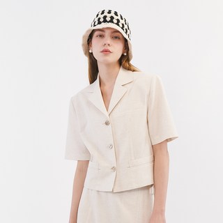 올리브데올리브 여성용 통기성 린넨 블렌드 크롭 자켓