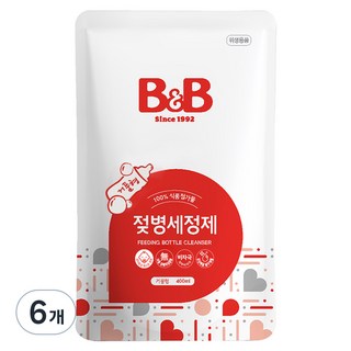 비앤비 젖병세정제 거품형 리필, 400ml, 6개