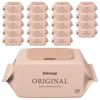 베베숲 오리지널 유아물티슈 캡형, 50g, 100매, 20개