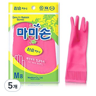 마미손 고무장갑 왼손만하나, 중(M), 5개