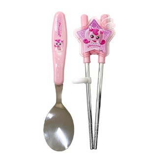 르번 아동용 슈팅스타 캐치티니핑 스푼 + 양손 교정 젓가락 세트, 하츄핑, 스푼 +  교정 젓가락, 1세트