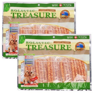 트레져 강아지용 져키 포장지 랜덤 발송, 치킨 라이스 져키, 400g, 2개