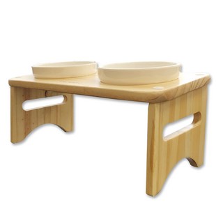 하늘정원 모나지오 반려 동물 원목 식기 키높이형 2구 멜라민, 혼합 색상, 1개