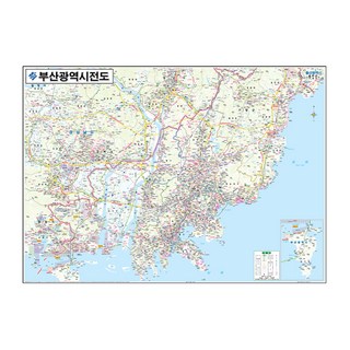 지도닷컴 코팅형 부산광역시 전도 중 150 x 110 cm + 전국 행정 도로 지도 + 케이스 세트, 1세트