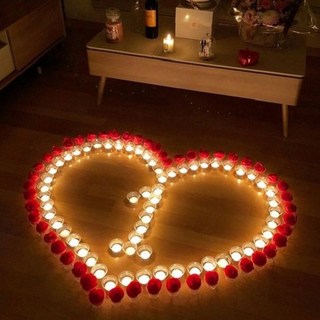 프로포즈 LED 촛불 + 조화 장미꽃 세트, 기본세트, 1세트