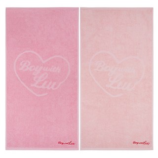 Moohan Towel BTS Boy with Luv棉紗洗臉毛巾 170g 2入, 深粉色、淺粉色, 1組