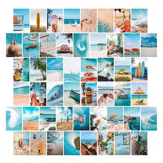 아뚜 감성 빈티지 포스터 인테리어 엽서 50종 + 상자 + 투명스티커 세트, 오션블루(엽서), 1세트