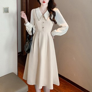 페이퍼먼츠 엔티크 빅 셔츠카라 긴팔 블라우스 정장 원피스 04047 하객원피스