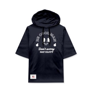 WT Closet EAT短袖連帽大尺碼T恤, 海軍藍