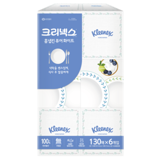 크리넥스 홈냅킨, 퓨어화이트, 6개, 130개입
