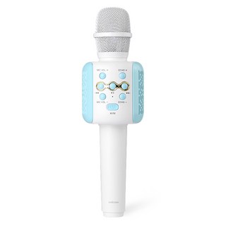 유니콘 무선 블루투스 5.1 노래방 캠핑 휴대용 마이크, KTV-300G(블루)