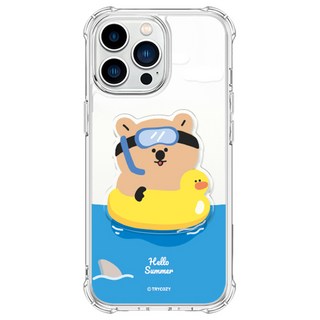 TRYCOZY Quokka夏季度假防彈凝膠硬手機殼+壓克力支架組
