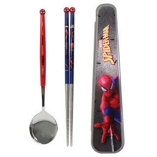 릴팡 마블 피규어 입체성인스텐 슬림 수저 + 케이스 세트 스파이더맨 숟가락 1p + 젓가락 1p + 케이스 1p 1세트 상품 이미지