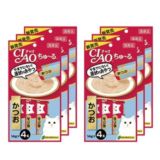 챠오츄르 고양이 짜먹는 간식 4p, 가다랑어, 56g, 6개