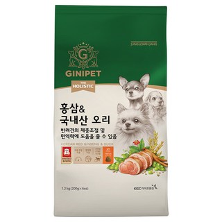 지니펫 강아지 전연령 더홀리스틱 홍삼 & 오리 건식사료, 면역력 강화, 1kg, 1개