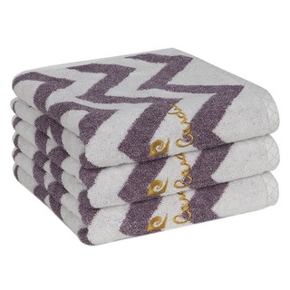 Moohan Towel 皮爾卡丹博卡西色織鋸齒形毛巾160克30支紗, 葡萄酒, 3個