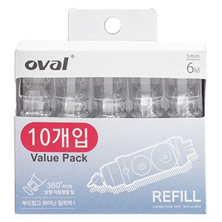 oval 歐文 修正帶補充裝 5mm x 6m 10p, 1個, 白色